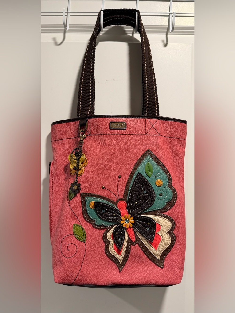 Chala Butterfly Everyday Zip Tote Bag Pink Vegan Leather
